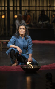 Miriam Fernandes as The Storyteller in Why Not Theatre’s "Mahabharata" (Shaw Festival, 2023). Photo by David Cooper.